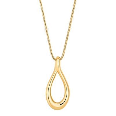 Designer gold oval twist pendant necklace